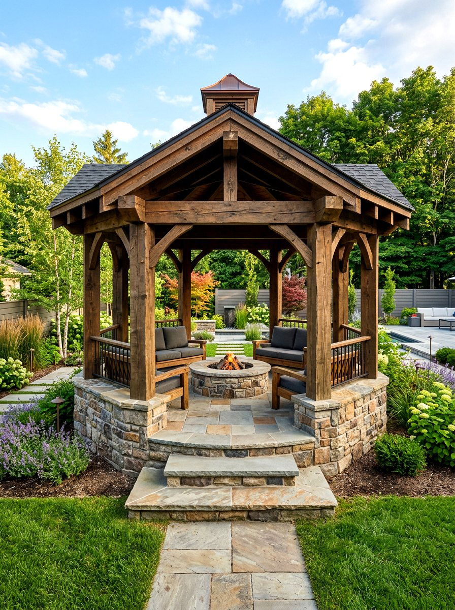 Stone Base Gazebo - 30 rustic gazebo ideas
