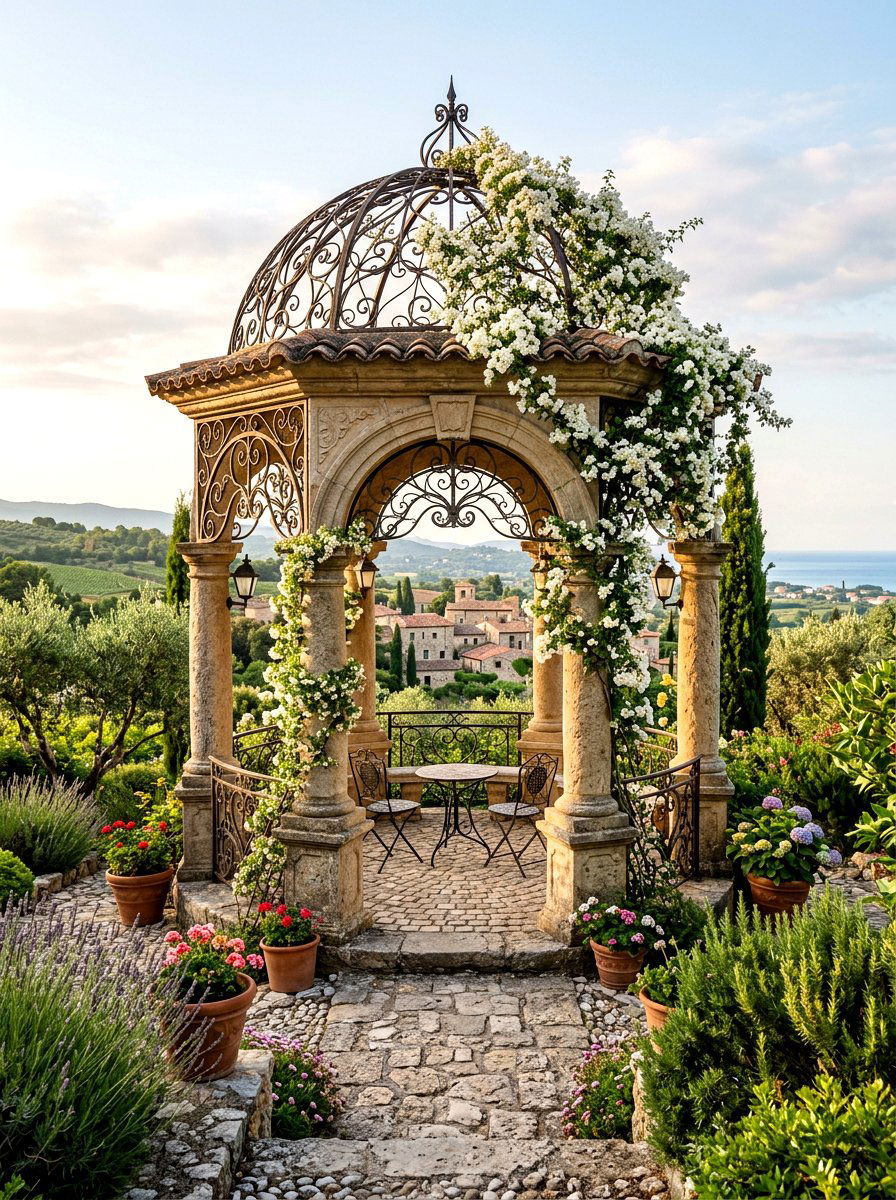 Stone Base Gazebo - 30 backyard wedding gazebo ideas