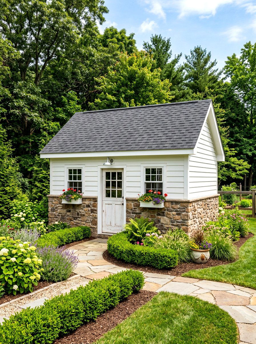 Stone Base Shed - 30 farmhouse shed ideas