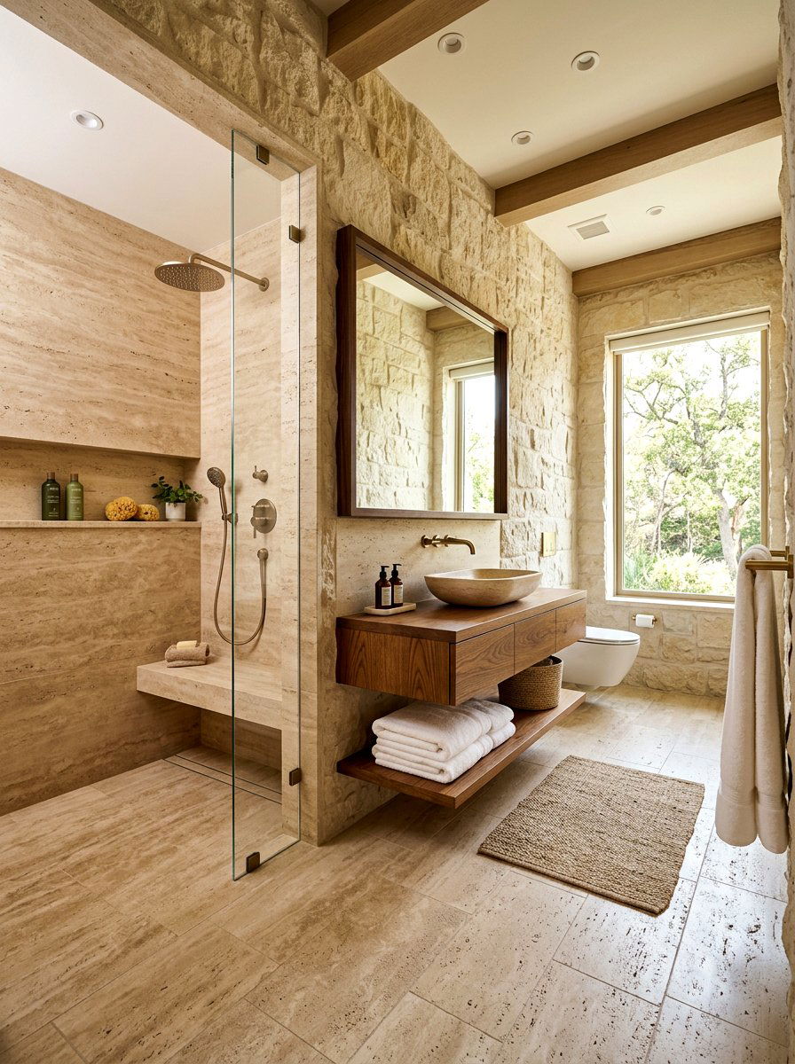 Stone Bathroom Interior - 30 quiet luxury apartment ideas