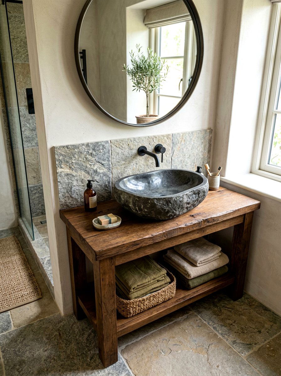 Stone Bathroom Sink - 30 TikTok bathroom decor ideas