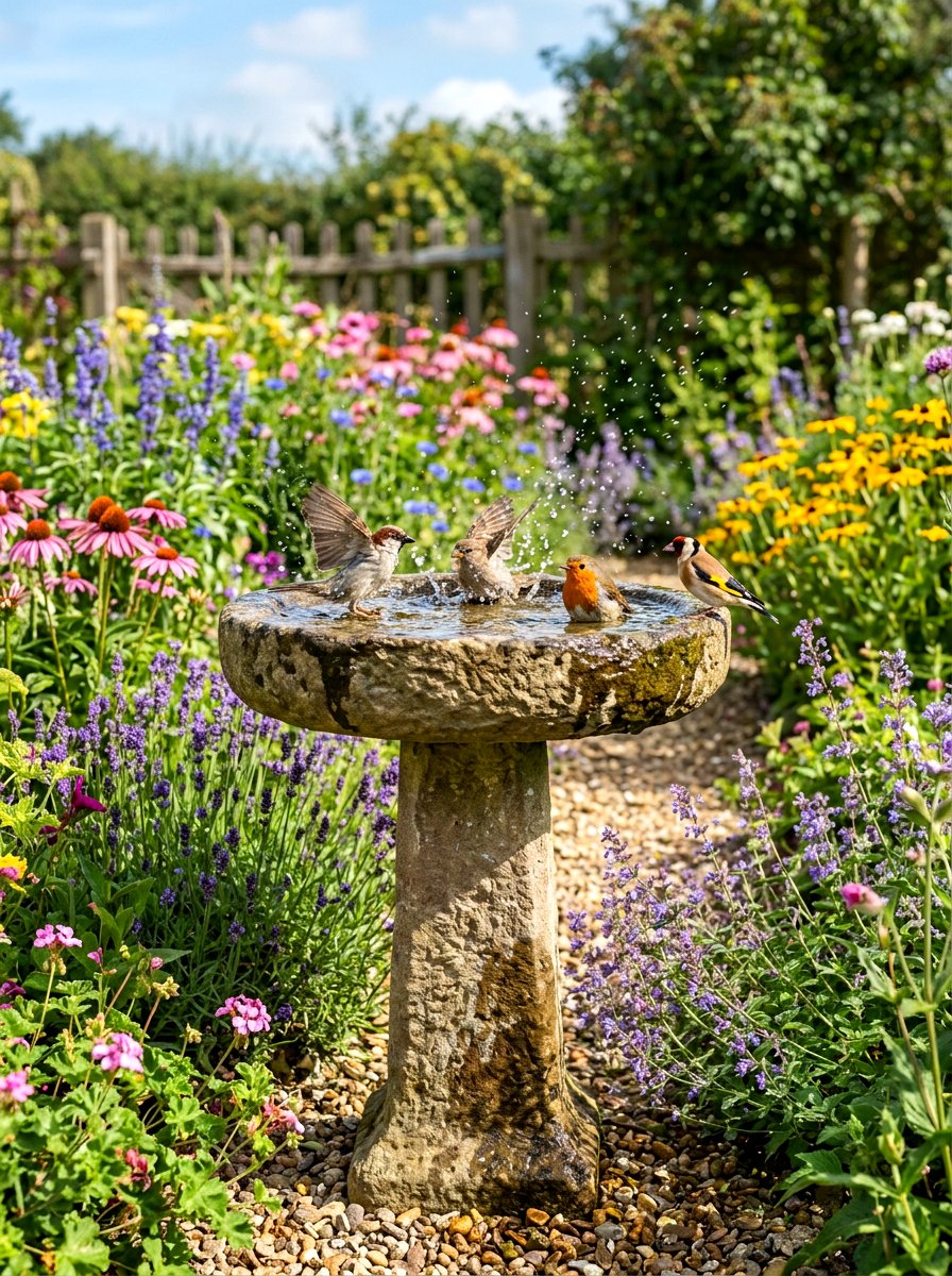 Stone Bird Bath - 30 English garden ideas