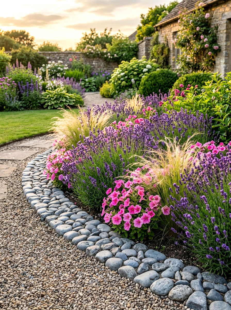 Stone Border Edge - 30 simple flower bed ideas