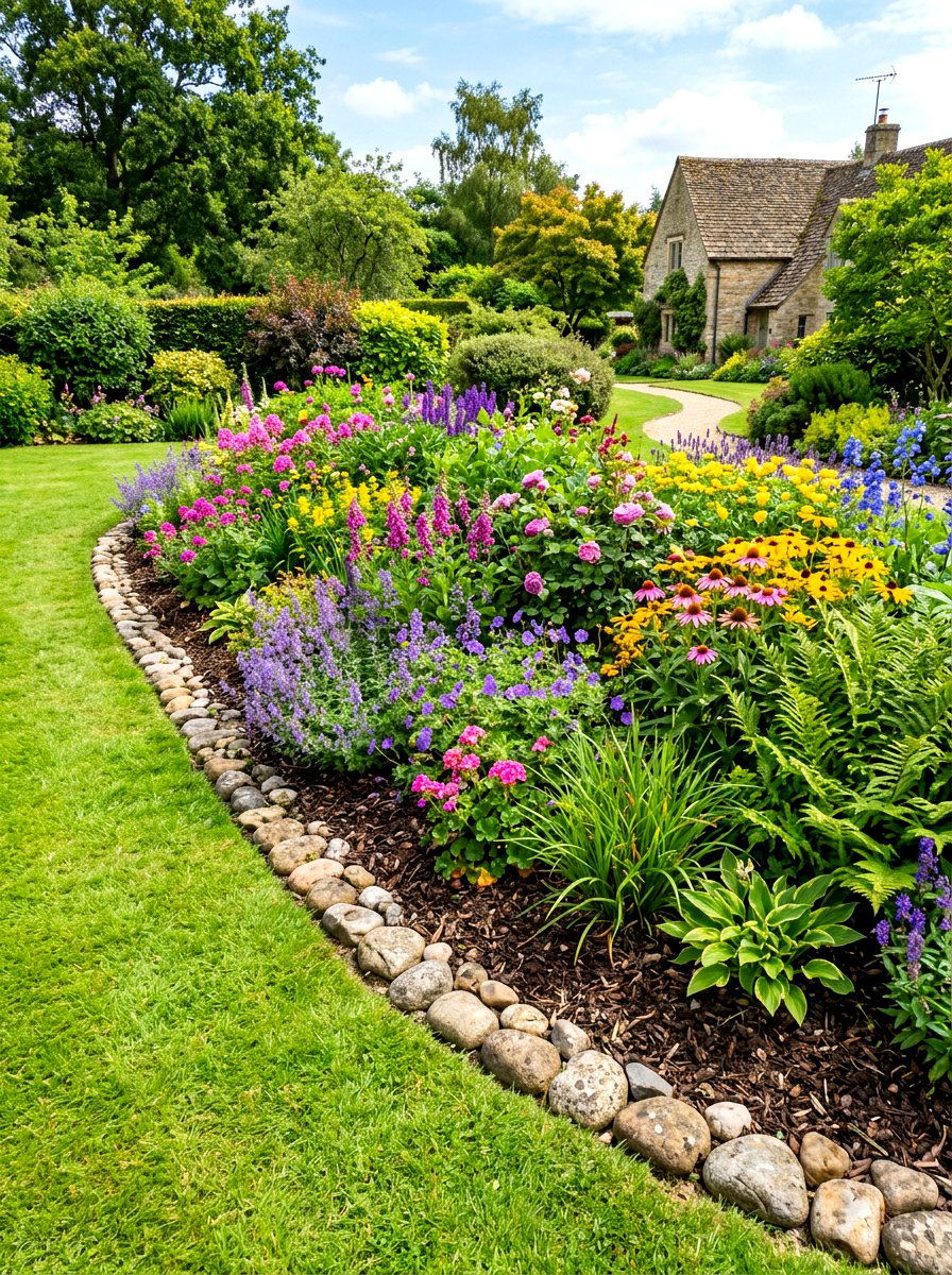 Stone Border Flower Bed - 30 rock garden ideas