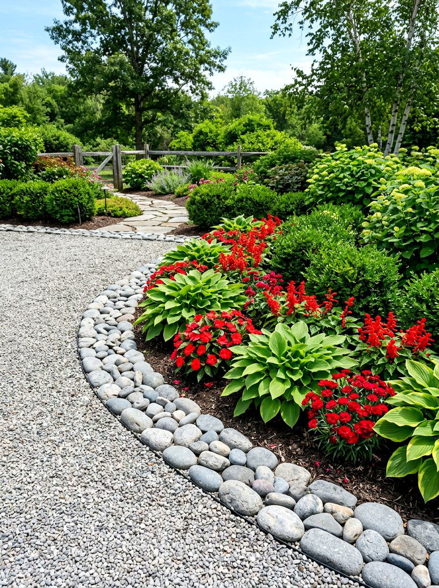 Stone Border Garden - 30 budget patio ideas