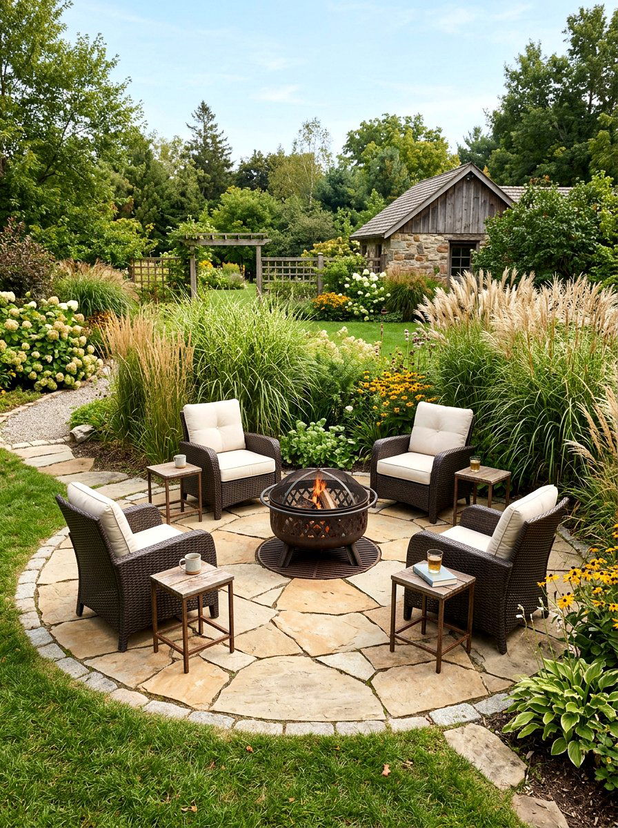 Stone Circle Patio Seating - 30 secret garden ideas