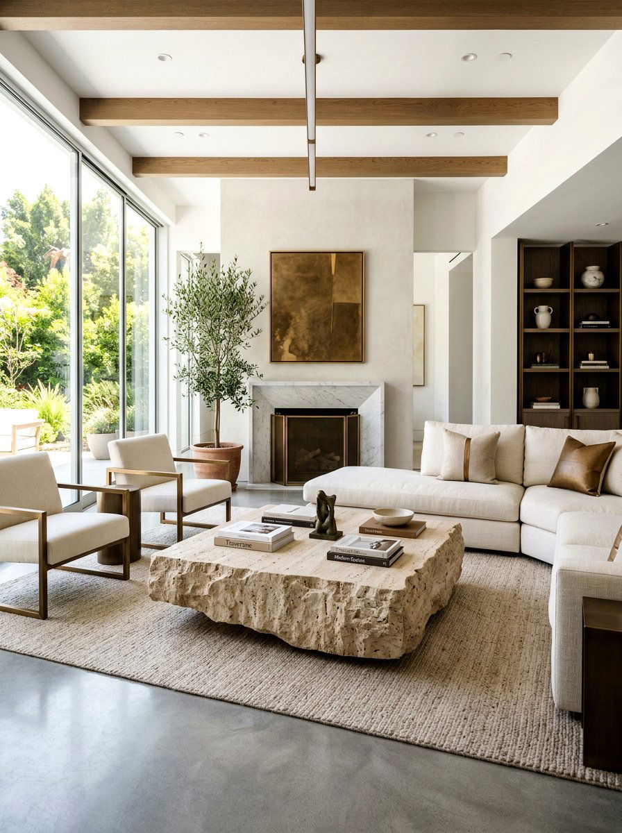 Stone Coffee Table - 30 trend forward living room ideas