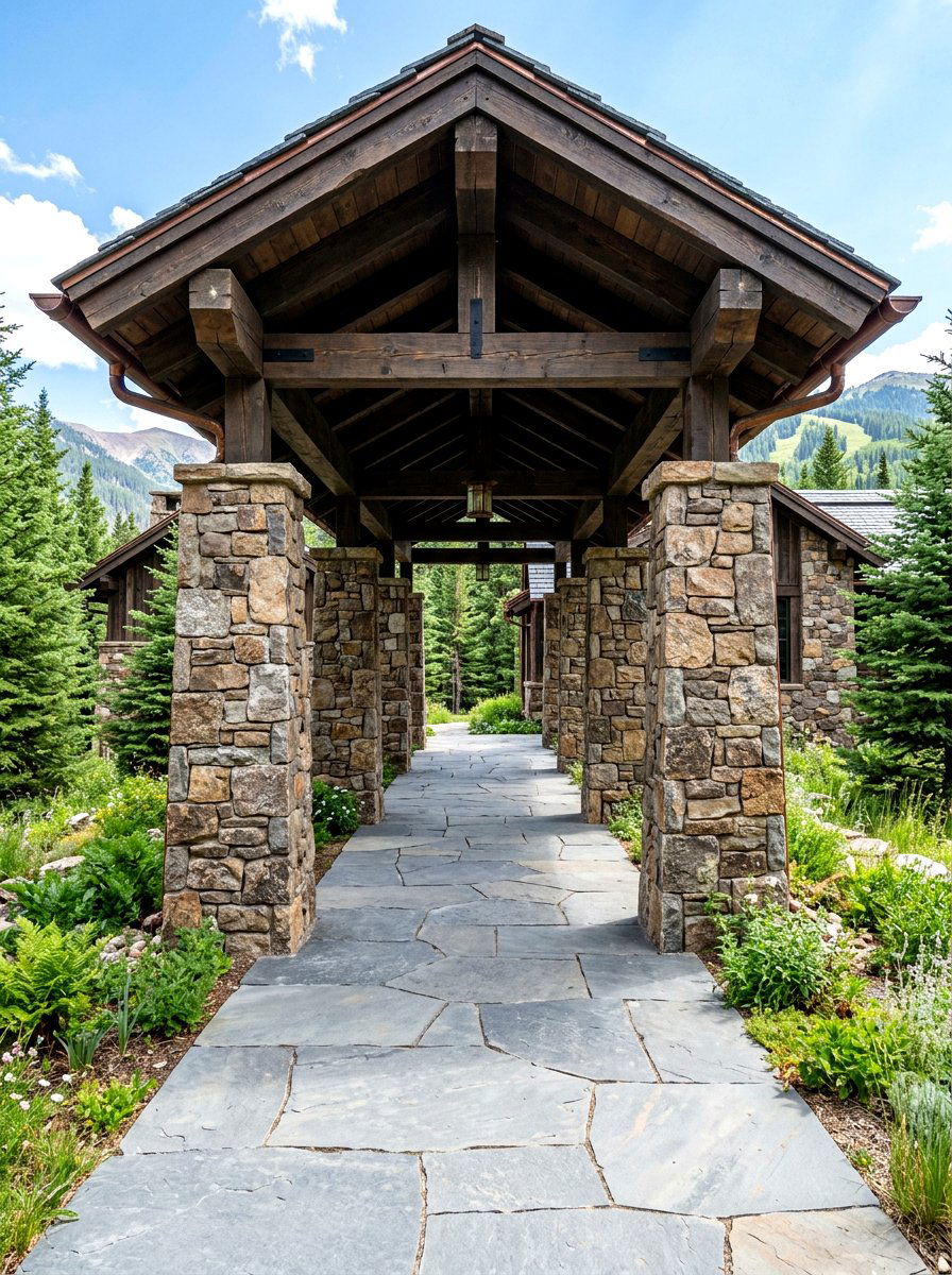Stone Column Breezeway - 30 breezeway exterior ideas aesthetic