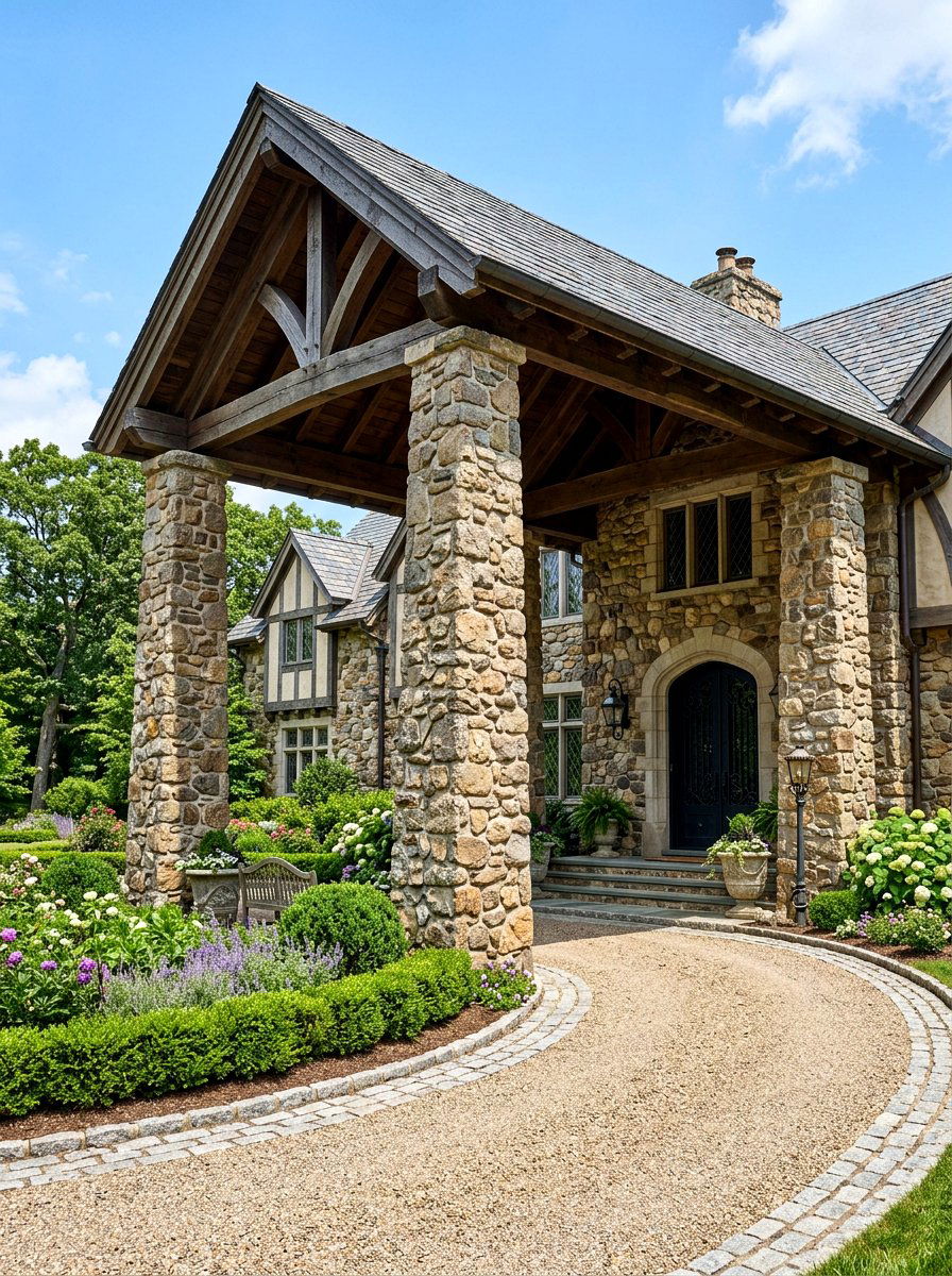 Stone Column Portico - 30 portico ideas