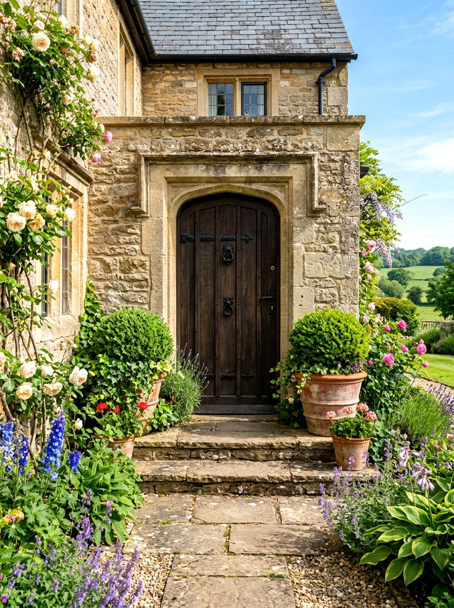 Stone Cottage Entryway - 30 English cottage front porch ideas