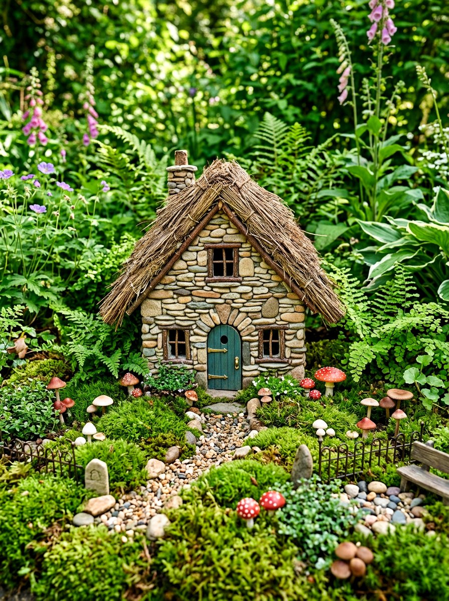 Stone Cottage Fairy Garden - 30 miniature fairy garden ideas