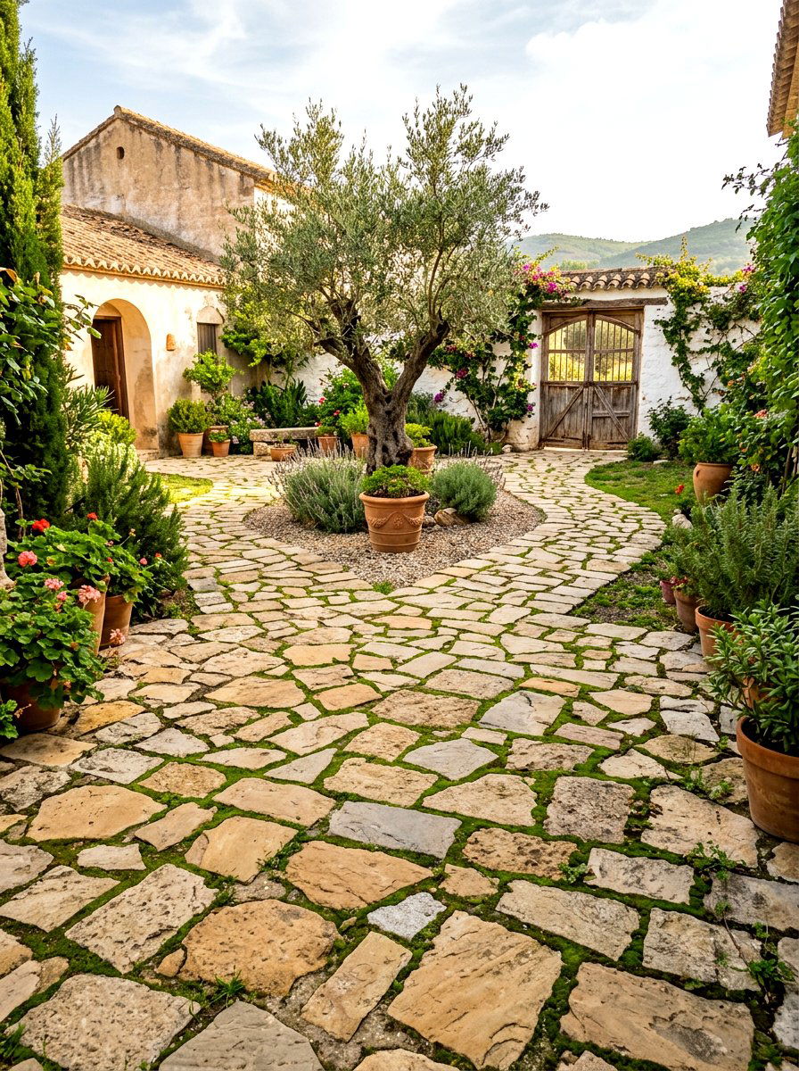 Stone Courtyard Paving - 30 Spanish courtyard exterior ideas