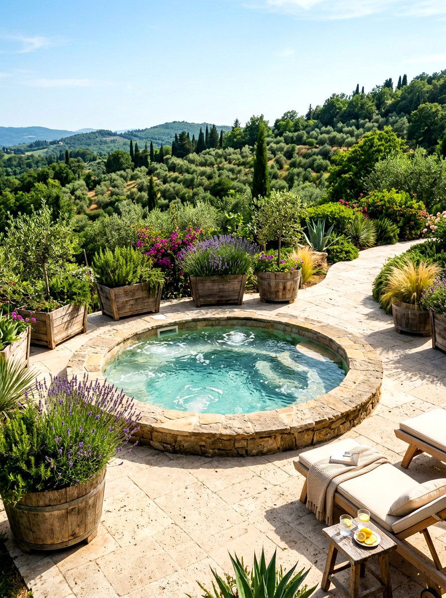 Stone Deck Spa Pool - 30 spa pool backyard ideas
