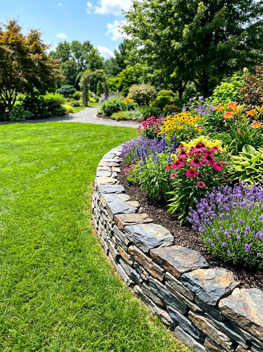 Stone Edge Border - 30 simple landscaping ideas
