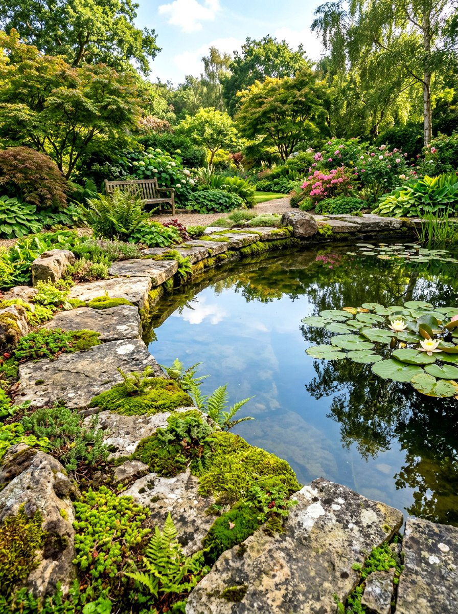 Stone Edged Pond - 30 koi pond ideas
