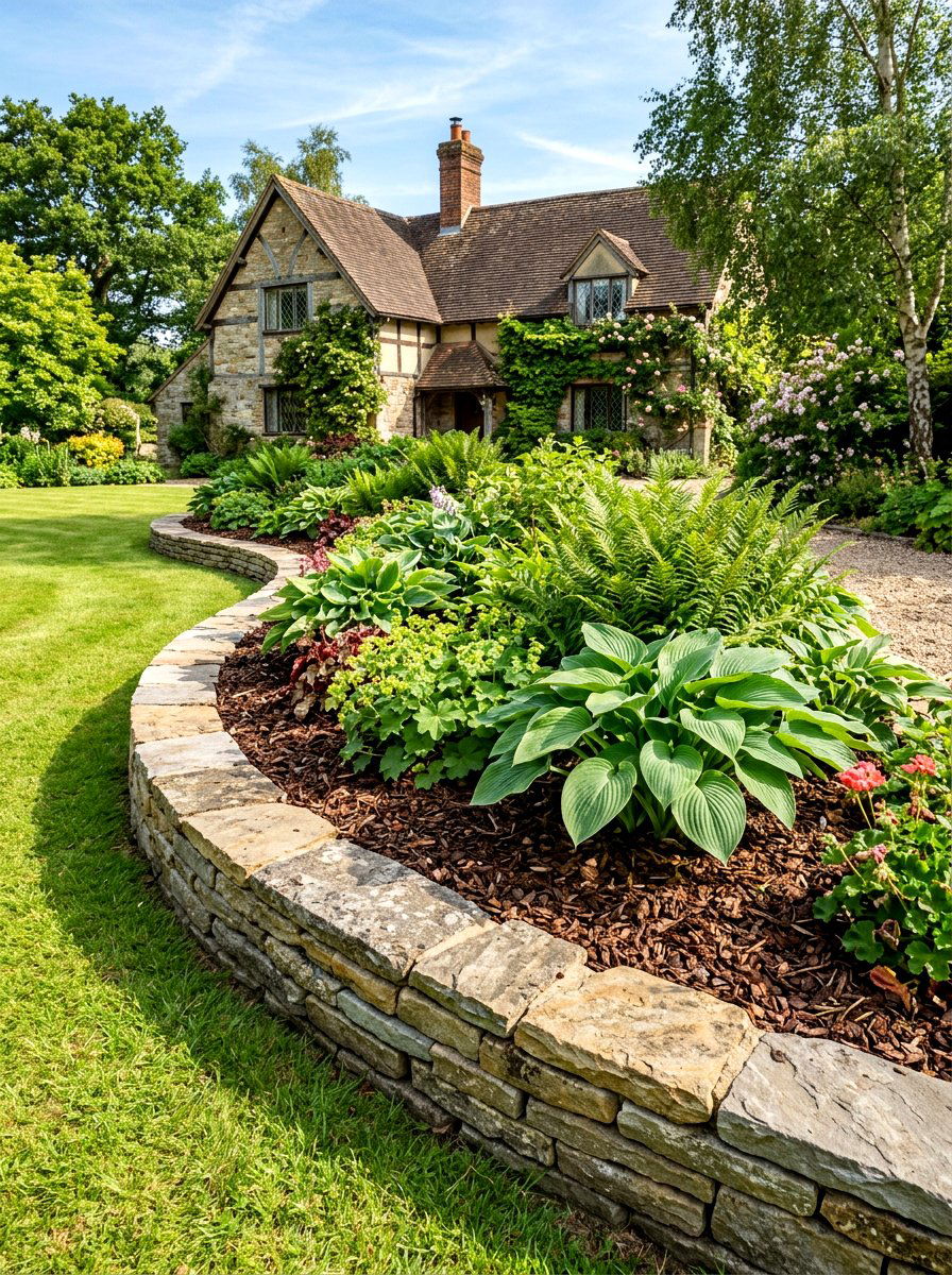 Stone Edging For Curved Garden - 30 curved flower bed ideas