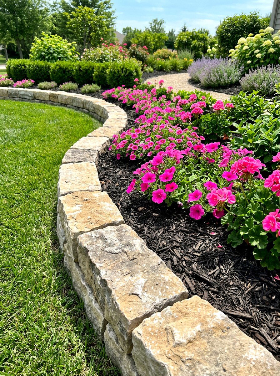 Stone Edging - 30 drainage landscaping ideas