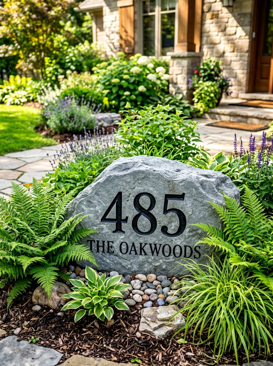 Stone Engraved House Numbers - 30 house number display ideas