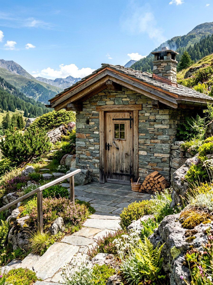 Stone Exterior Sauna - 30 backyard sauna ideas