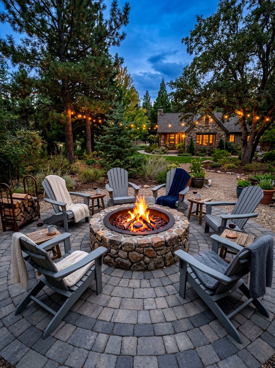 Stone Fire Pit - 30 backyard staycation ideas