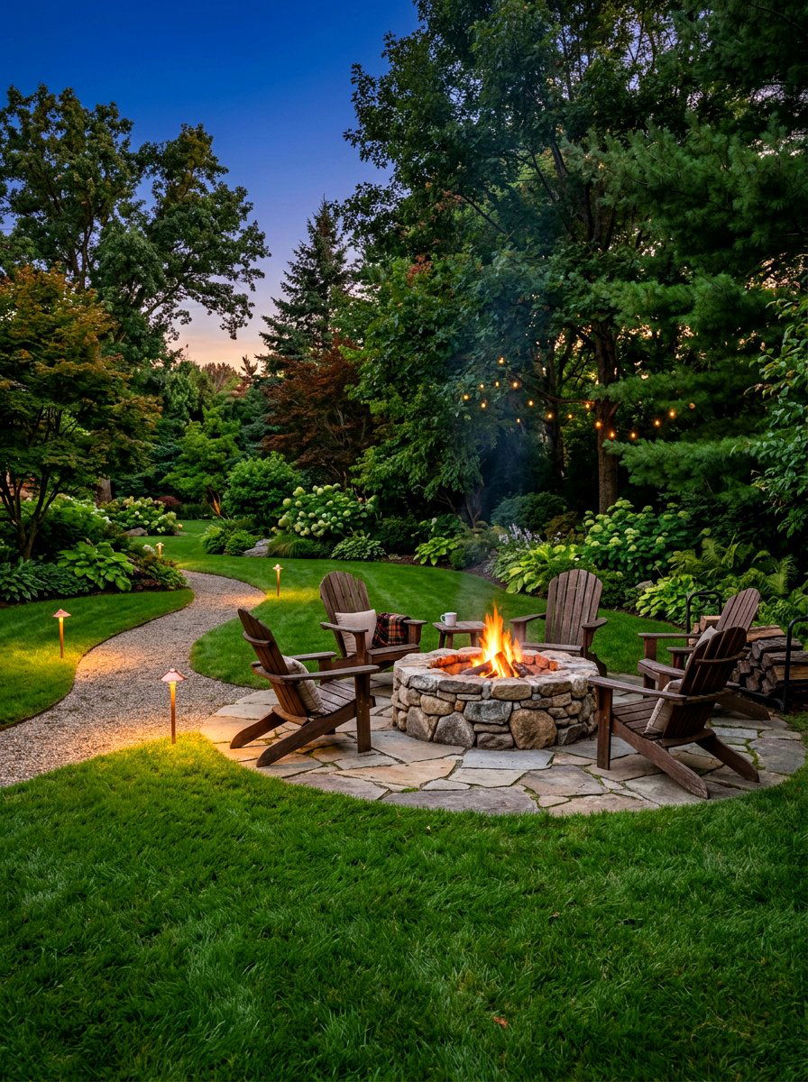 Stone Fire Pit Ring - 30 backyard retreat fire pit ideas