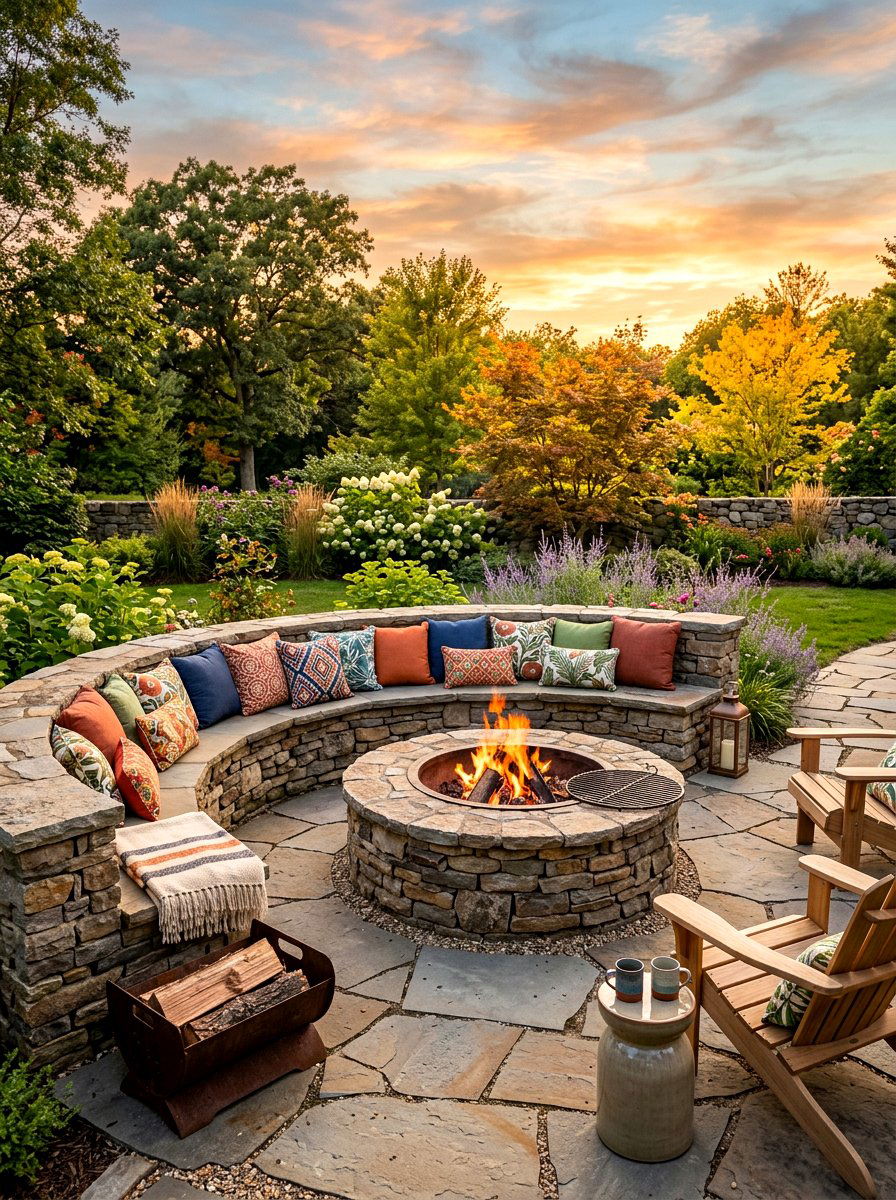 Stone Fire Pit With Seating - 30 fire pit corner ideas