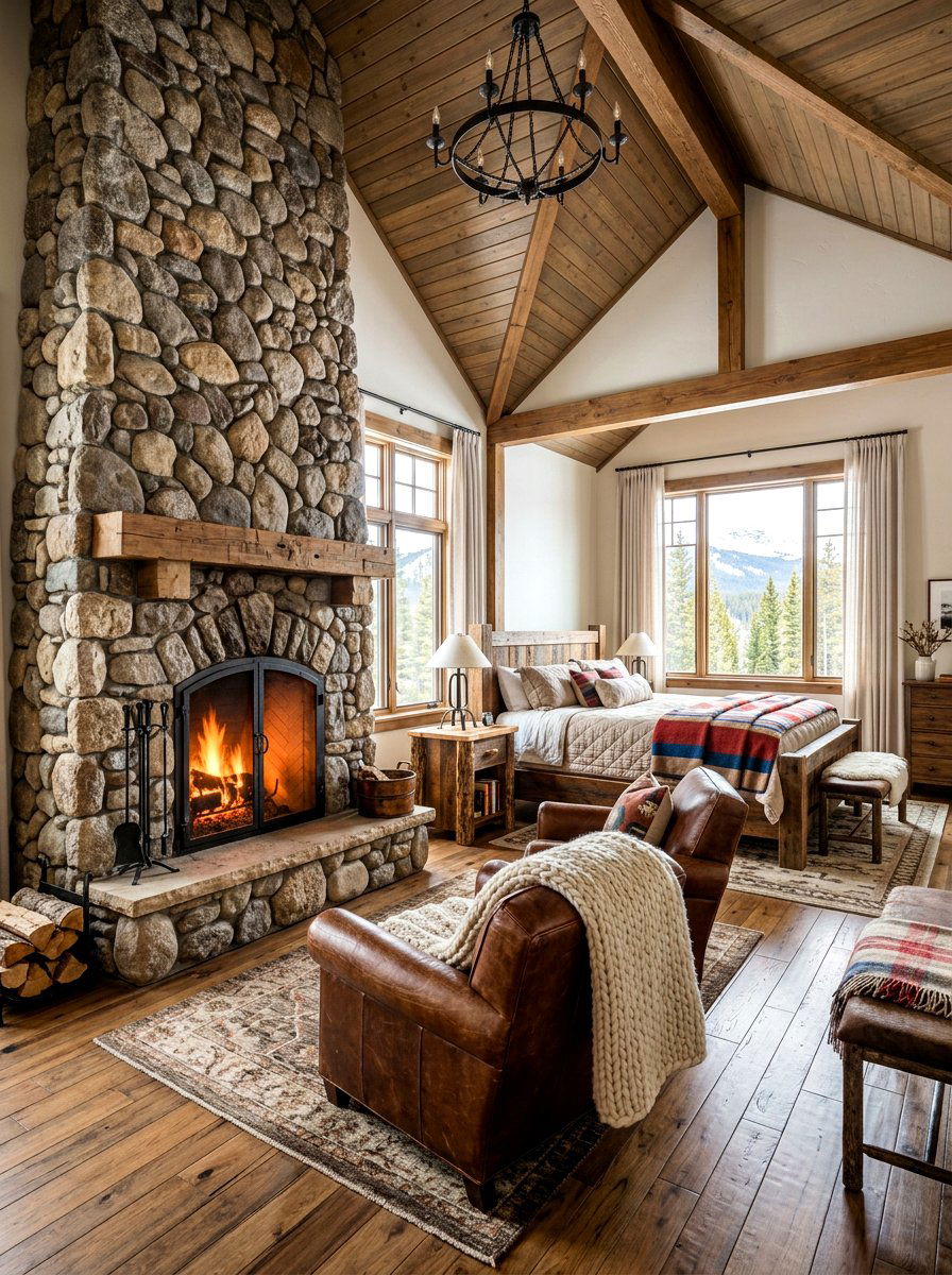 Stone Fireplace Bedroom - 30 rustic bedroom ideas
