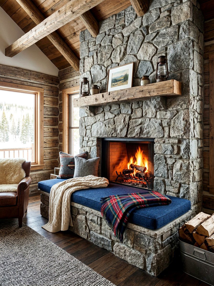Stone Fireplace Bench Seat - 30 fireplace reading nook ideas