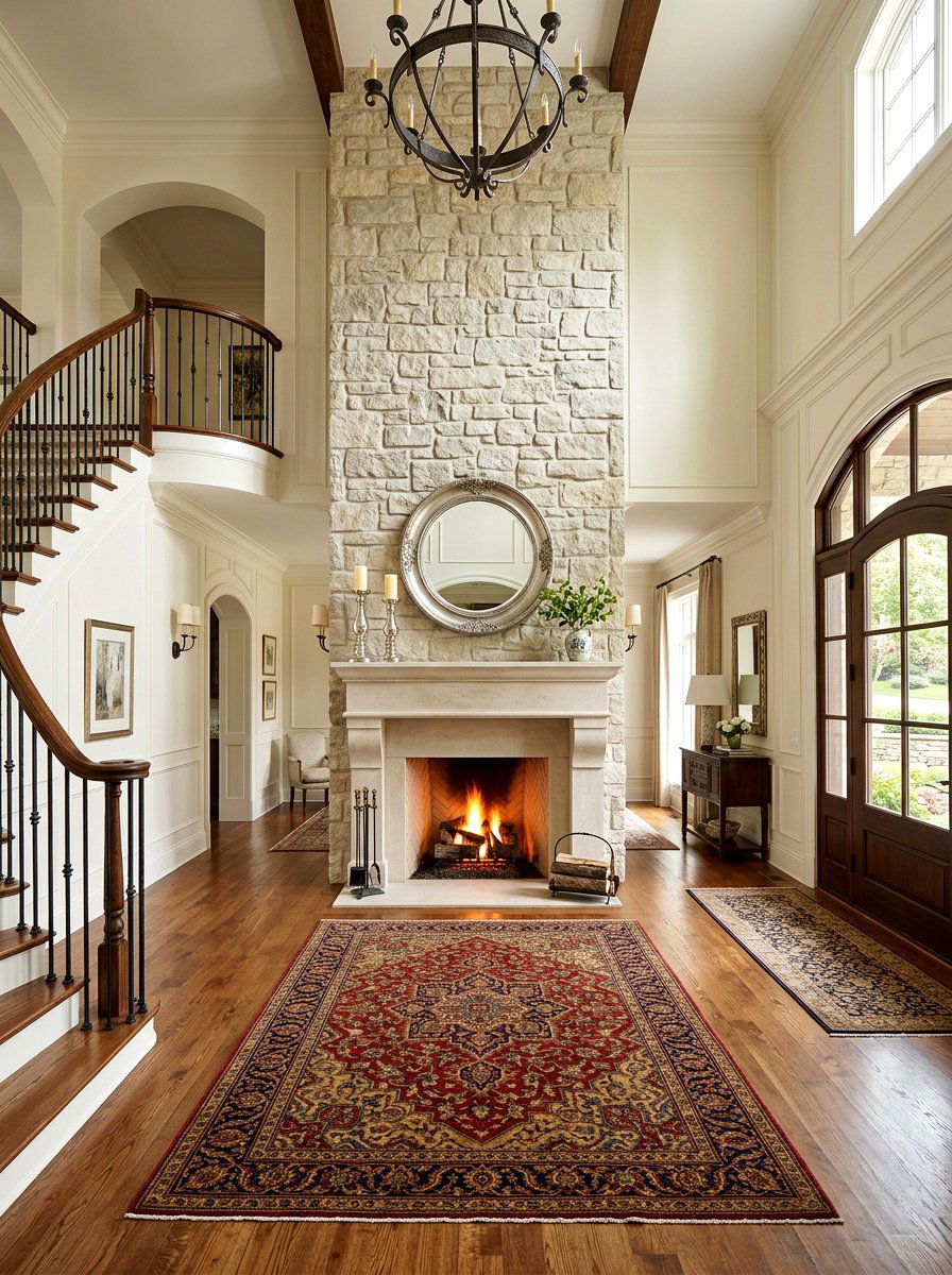 Stone Fireplace Foyer - 30 old money foyer ideas