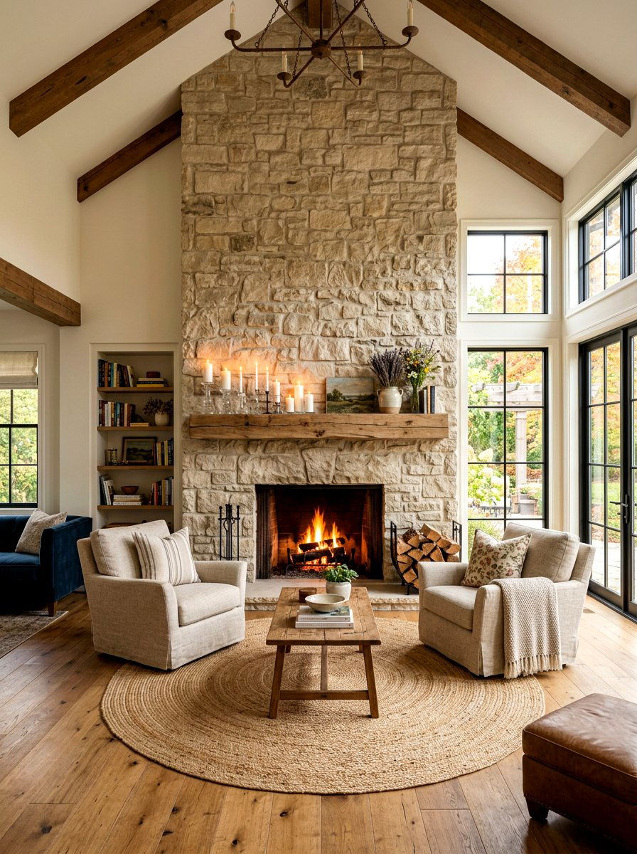 Stone Fireplace Living Room - 30 French country living room ideas