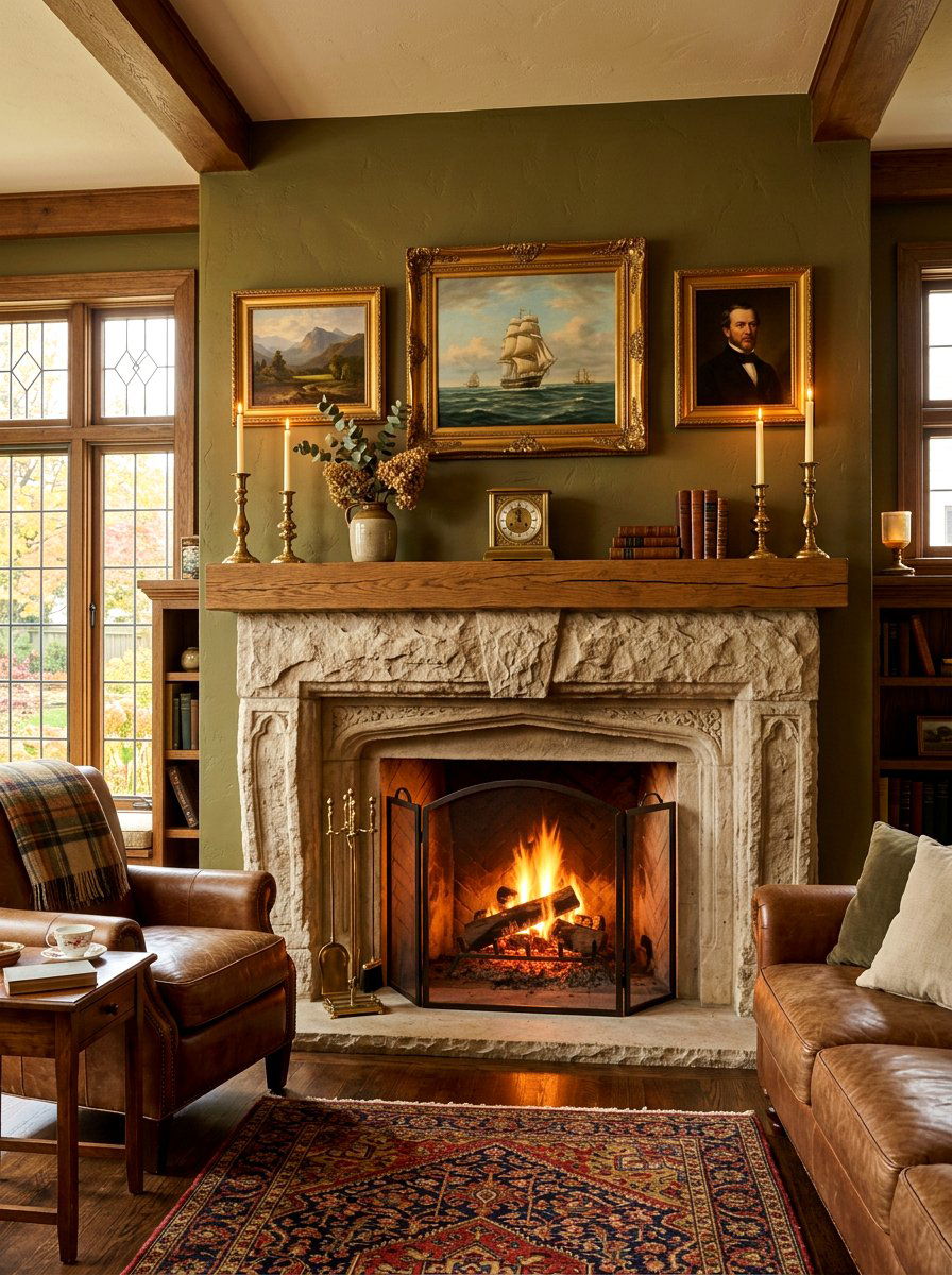 Stone Fireplace Mantle - 30 heritage home decor ideas