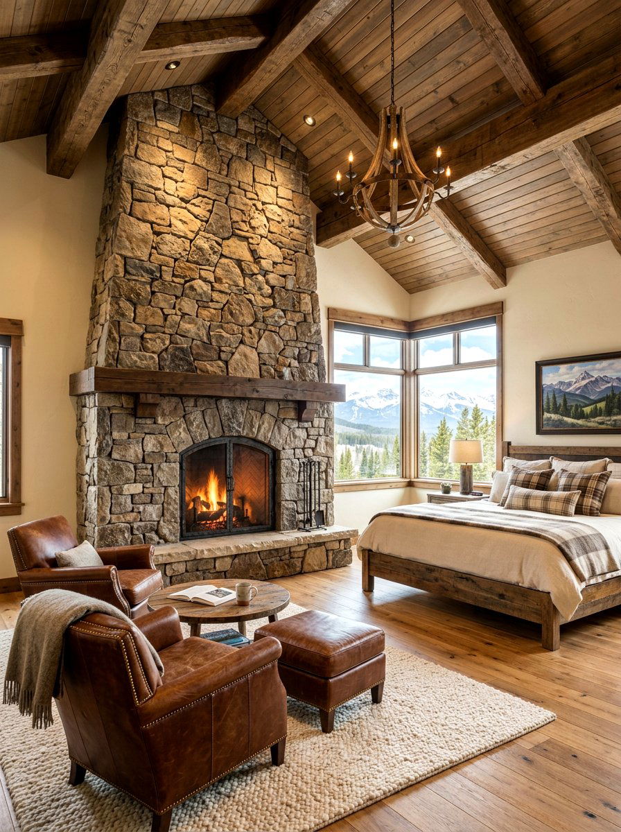 Stone Fireplace Mountain Bedroom - 30 mountain modern bedroom ideas