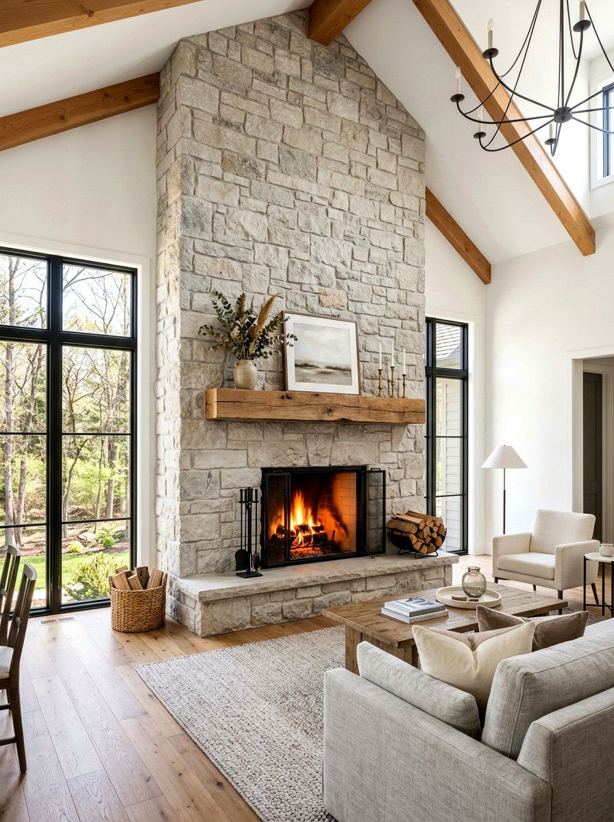 Stone Fireplace Surround - 30 California casual living room ideas