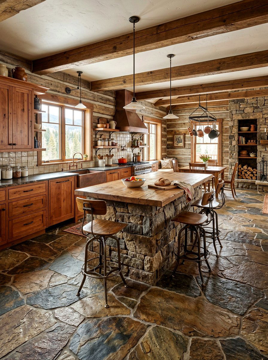 Stone Floor Cabin Kitchen - 30 cabin kitchen ideas