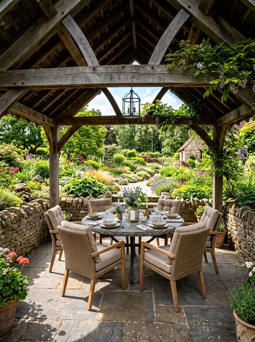 Stone Floor Gazebo Dining - 30 gazebo dining area ideas