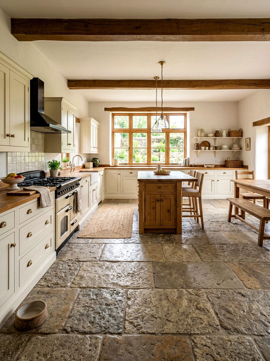 Stone Floor Kitchen - 30 cottage kitchen ideas