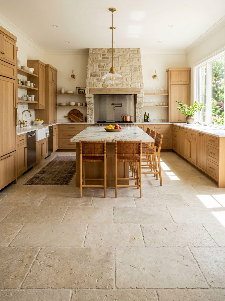 Stone Floor Tile - 30 wine country kitchen ideas