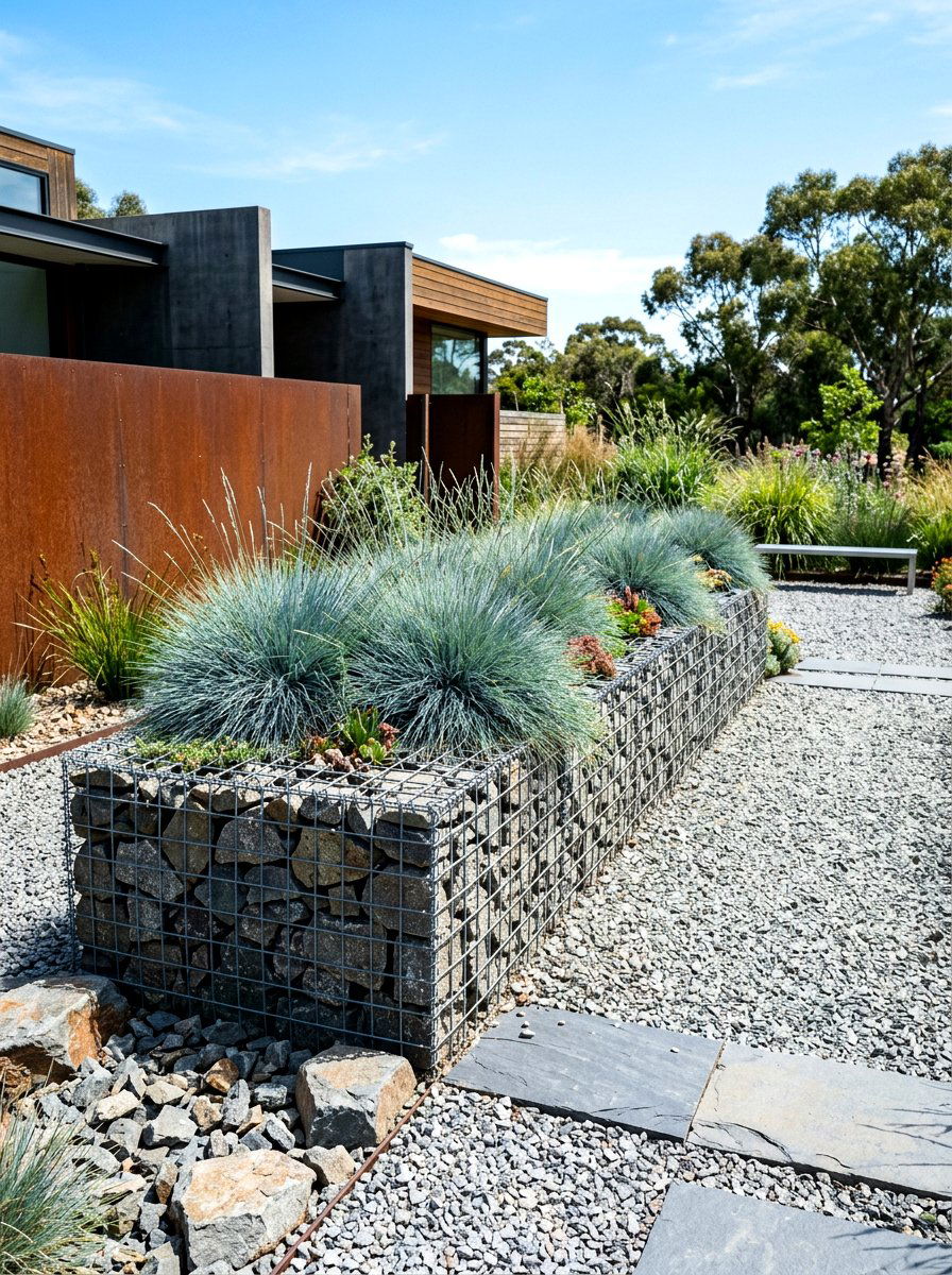 Stone Gabion Planter - 30 backyard planter ideas