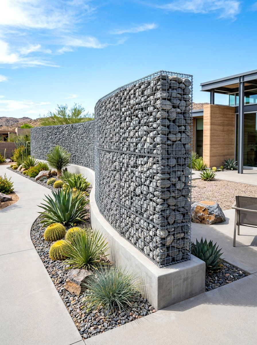 Stone Gabion Wall - 30 trash bin screen ideas