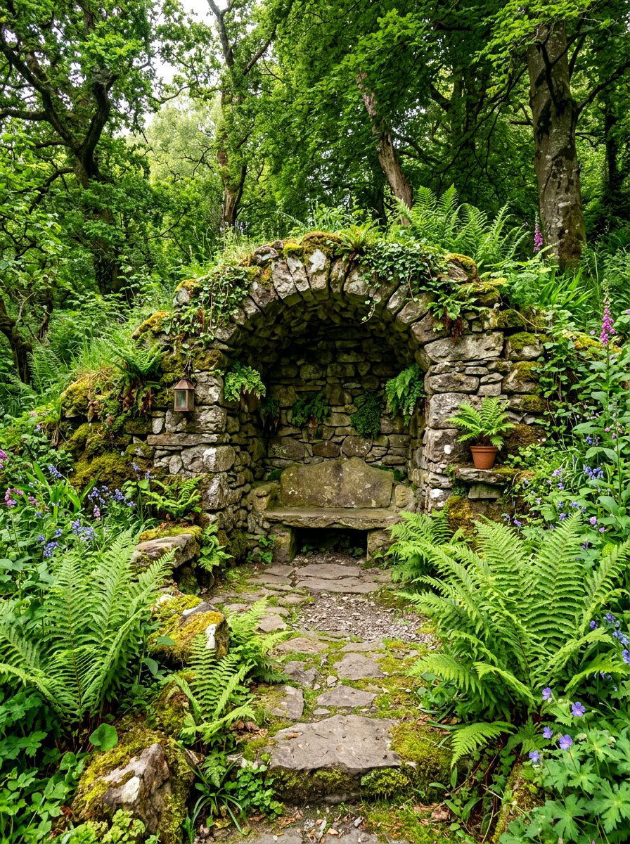 Stone Garden Alcove - 30 garden reading bench ideas