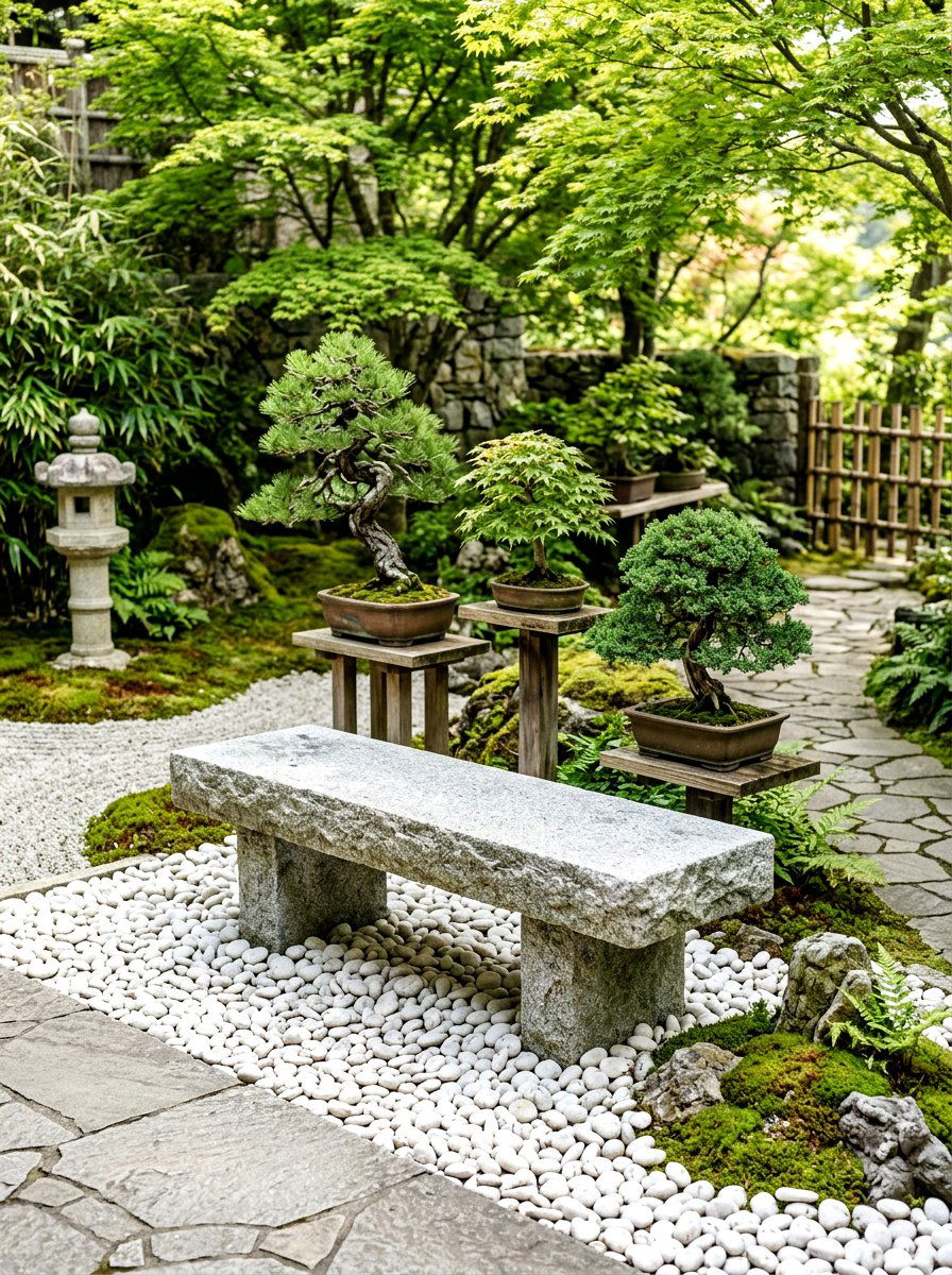 Stone Garden Bench - 30 terrace garden seating ideas