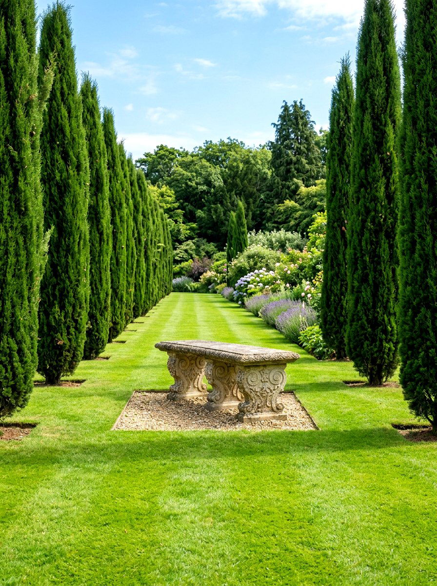Stone Garden Bench - 30 formal garden ideas