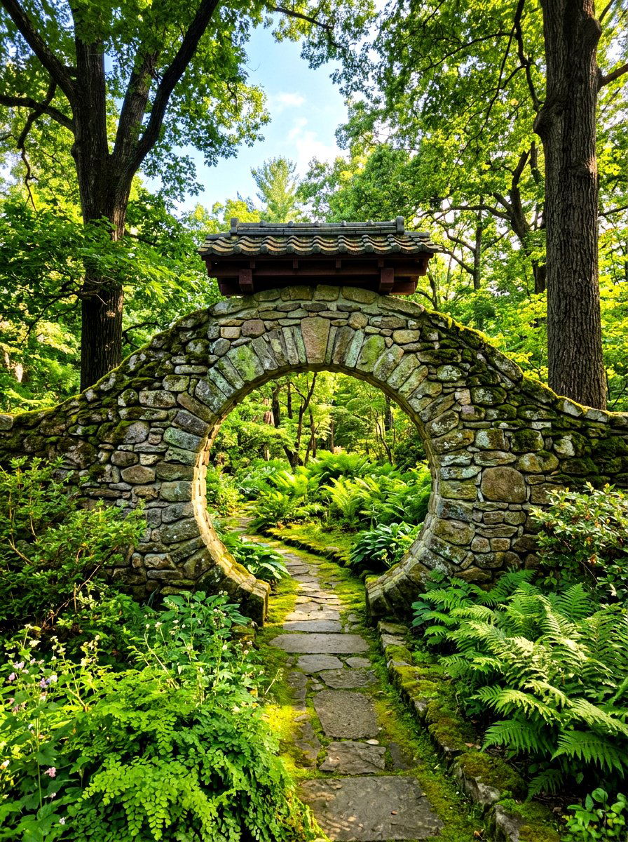 Stone Garden Moon Gate - 30 moon gate backyard ideas