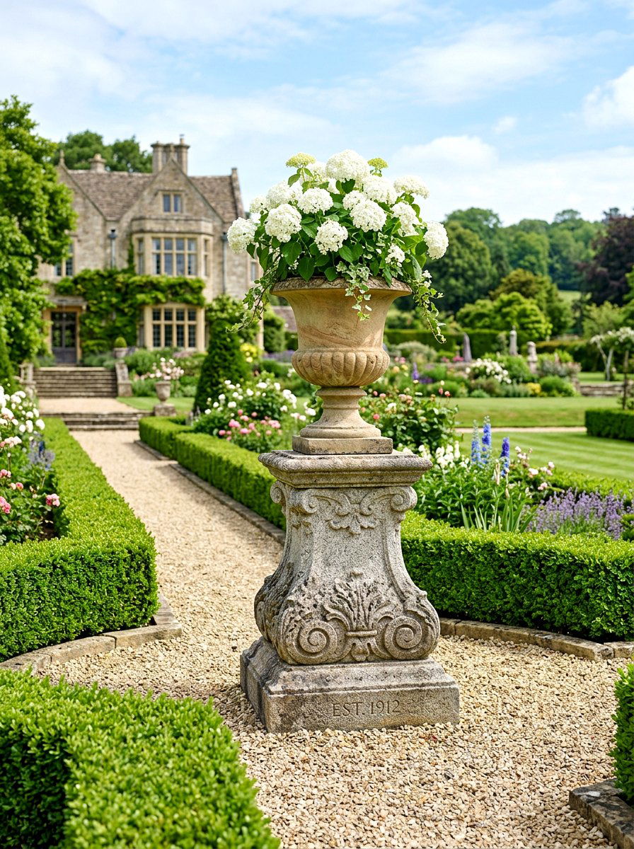 Stone Garden Pedestal - 30 container garden stand ideas