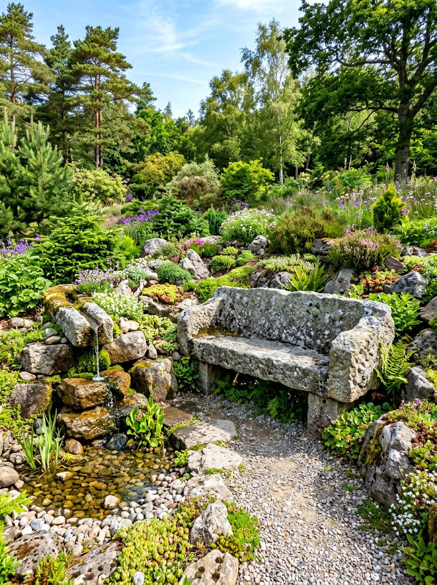 Stone Garden Seating - 30 garden bench ideas