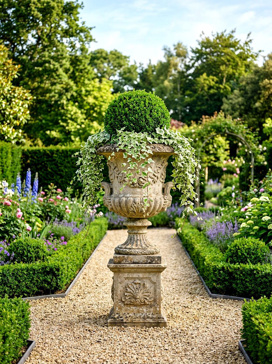 Stone Garden Urn - 30 outdoor planter ideas