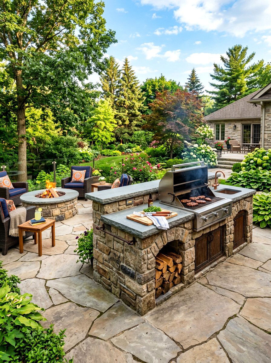 Stone Grill Station - 30 deck grill station ideas