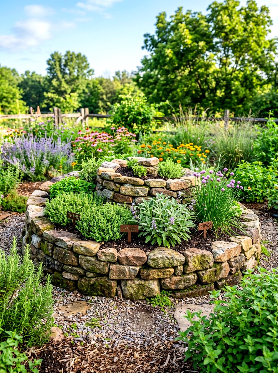 Stone Herb Spiral - 30 potager garden ideas