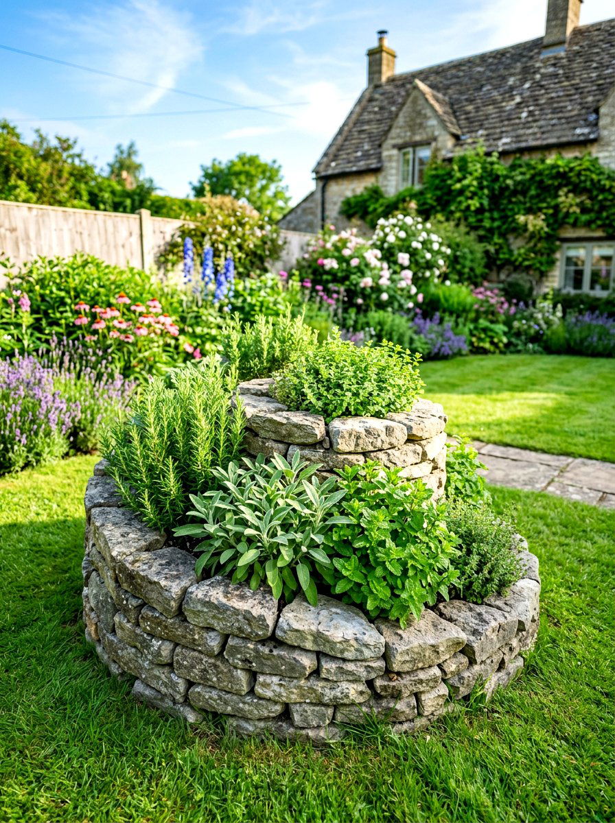 Stone Herb Spiral - 30 backyard herb spiral ideas