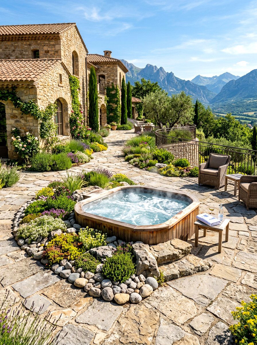Stone Hot Tub Patio - 30 hot tub patio ideas
